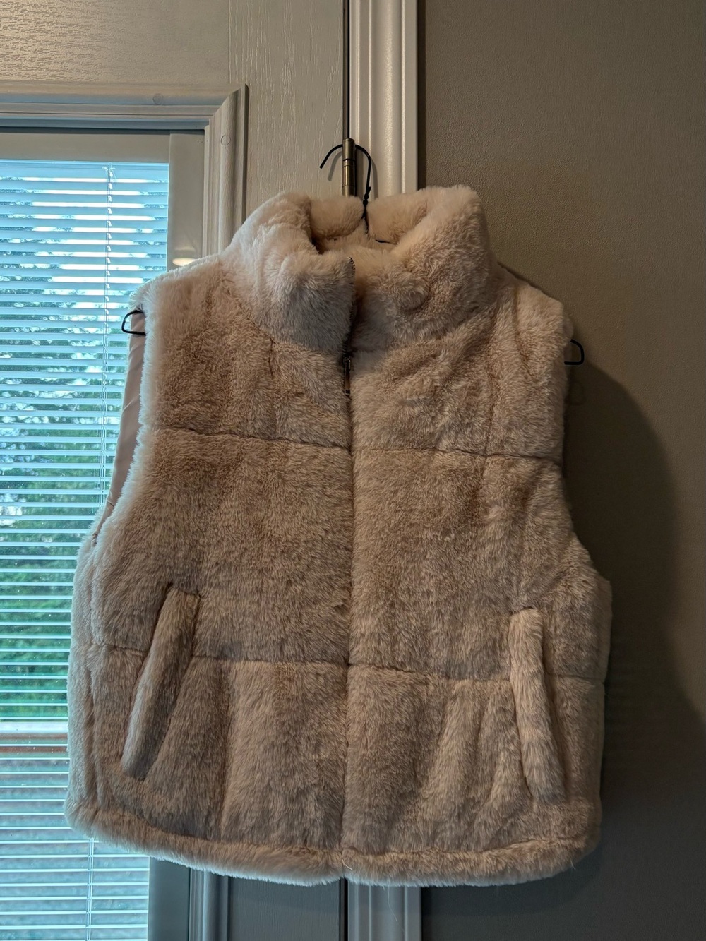 Streetwear Society Plush Faux Fur Vest - Cream